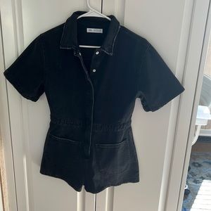 Zara black denim romper